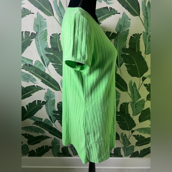 Dotti Bright Green Ribbed Short Sleeve Mini Dress Size M - Picture 4 of 5